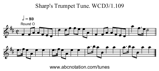 Sharp's Trumpet Tune. WCD3/1.109 - staff notation