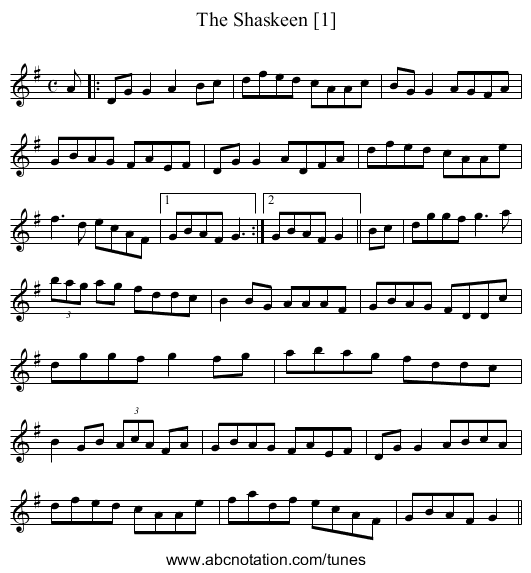 Shaskeen [1], The - staff notation