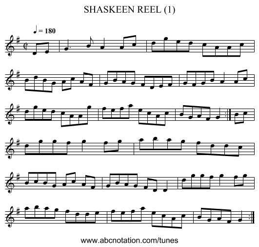 SHASKEEN REEL (1) - staff notation