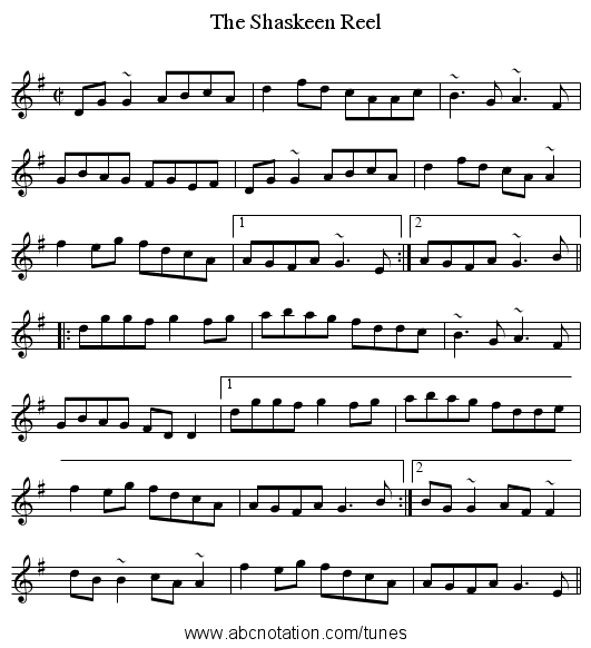 Shaskeen Reel, The - staff notation