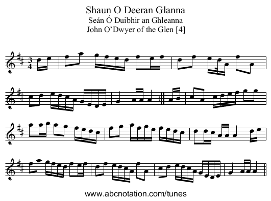 Shaun O Deeran Glanna - staff notation