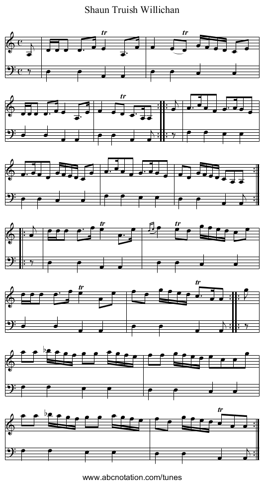 Shaun Truish Willichan - staff notation