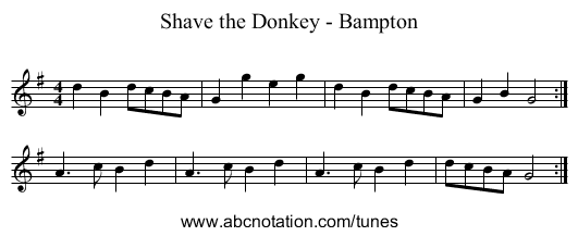 Shave the Donkey - Bampton - staff notation