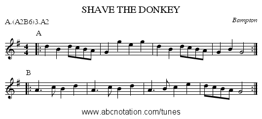 SHAVE THE DONKEY - staff notation