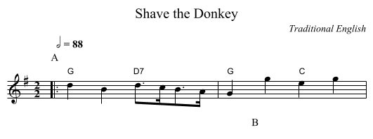 Shave the Donkey - staff notation