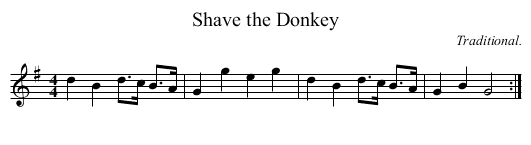 Shave the Donkey - staff notation