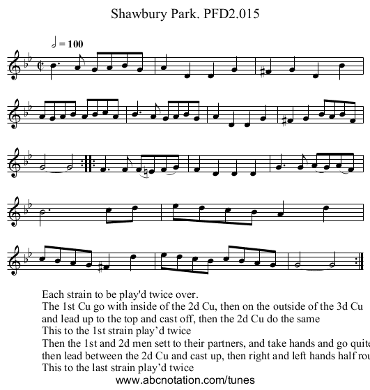 Shawbury Park. PFD2.015 - staff notation
