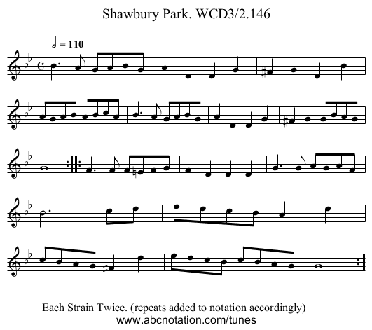 Shawbury Park. WCD3/2.146 - staff notation