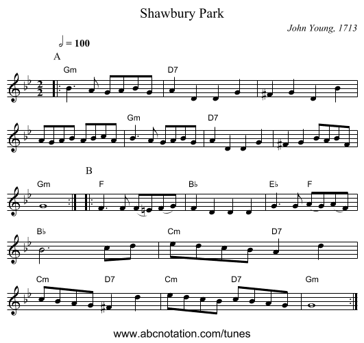 Shawbury Park - staff notation