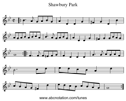 Shawbury Park - staff notation