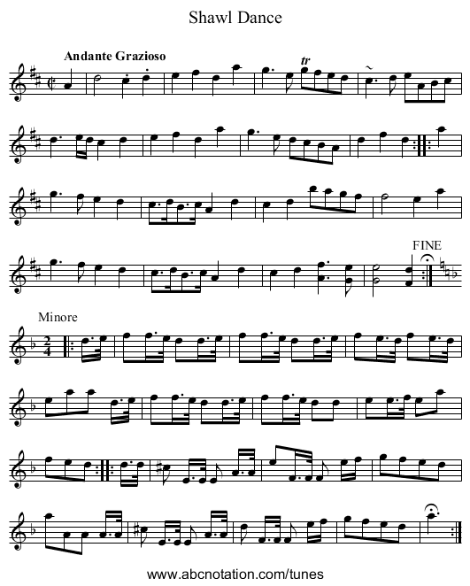 Shawl Dance - staff notation