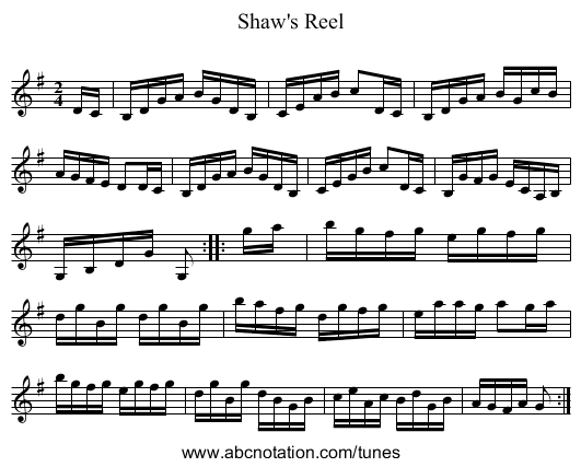Shaw's Reel - staff notation