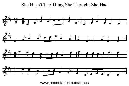 She Hasn't The Thing She Thought She Had - staff notation