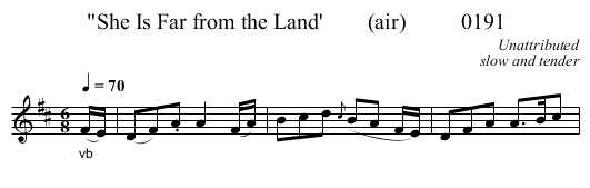 She Is Far from the Land'        (air)          0191 - staff notation