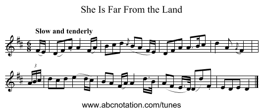 She Is Far From the Land - staff notation