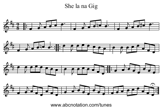 She la na Gig - staff notation