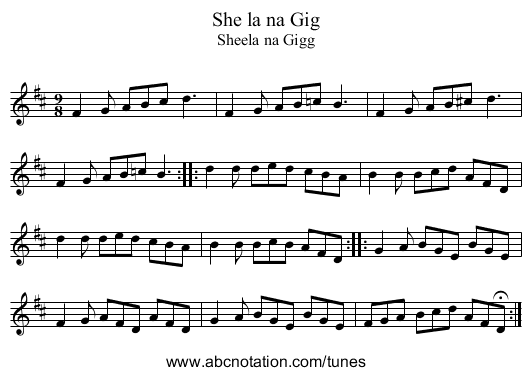 She la na Gig - staff notation