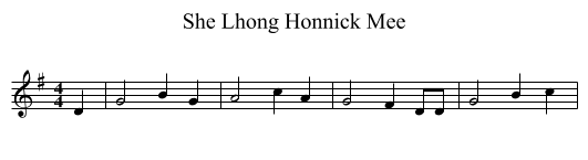 She Lhong Honnick Mee - staff notation