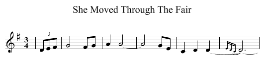 She Moved Through The Fair - staff notation