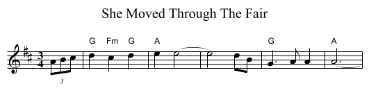 She Moved Through The Fair - staff notation