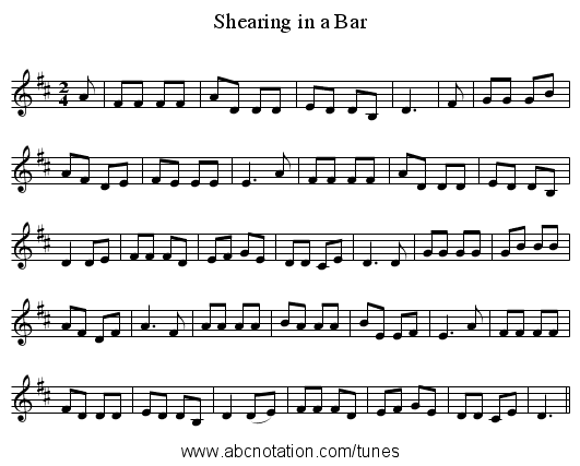Shearing in a Bar - staff notation