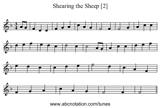 Shearing the Sheep [2] - staff notation