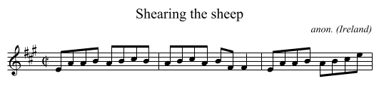 Shearing the sheep - staff notation