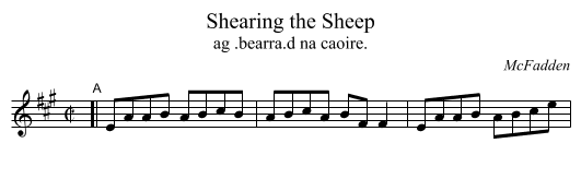 Shearing the Sheep - staff notation