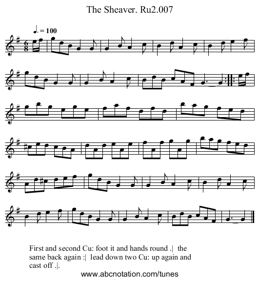 Sheaver. Ru2.007, The - staff notation