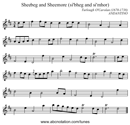 Sheebeg and Sheemore (si'bheg and si'mhor) - staff notation