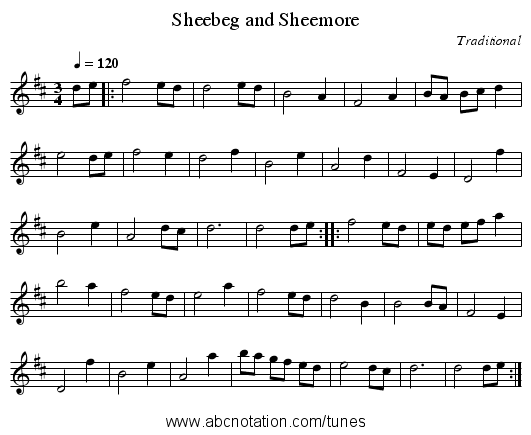 Sheebeg and Sheemore - staff notation