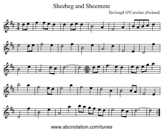 Sheebeg and Sheemore - staff notation