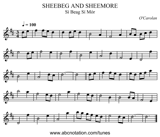 SHEEBEG AND SHEEMORE - staff notation