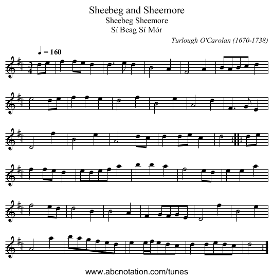 Sheebeg and Sheemore - staff notation