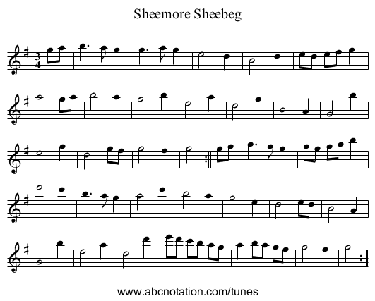 Sheebeg, Sheemore - staff notation