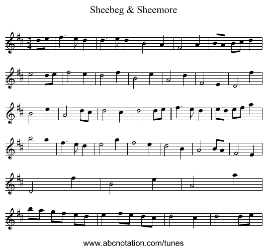 Sheebeg & Sheemore - staff notation