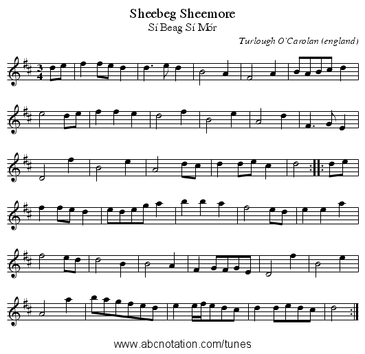 Sheebeg Sheemore - staff notation