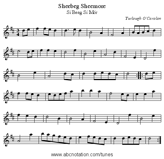 Sheebeg Sheemore - staff notation
