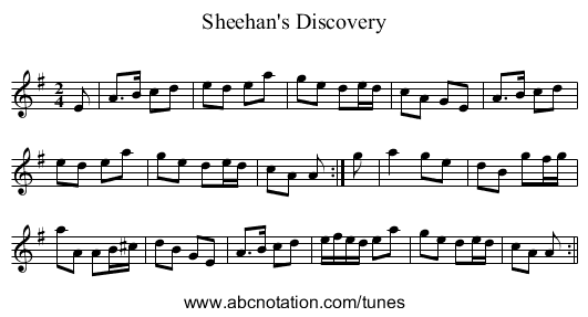 Sheehan's Discovery - staff notation