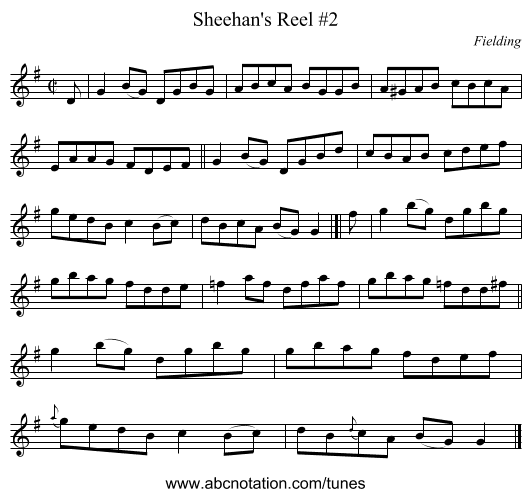 Sheehan's Reel #2 - staff notation