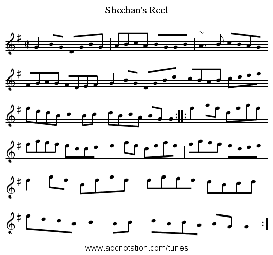 Sheehan's Reel - staff notation