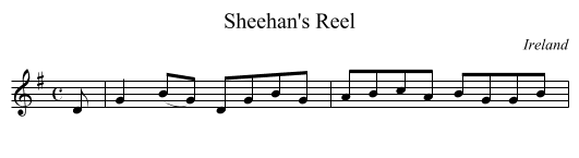 Sheehan's Reel - staff notation