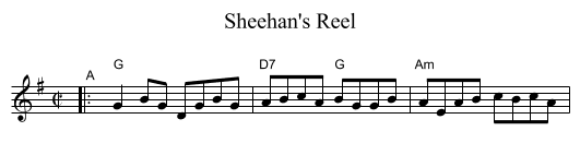 Sheehan's Reel - staff notation