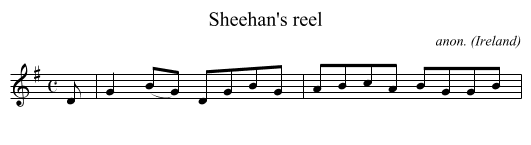 Sheehan's reel - staff notation
