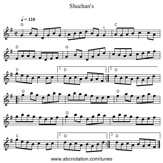 Sheehan's - staff notation