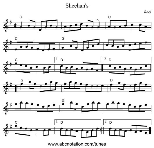 Sheehan's - staff notation