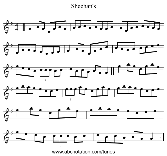 Sheehan's - staff notation