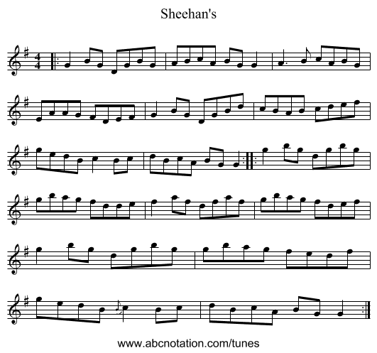 Sheehan's - staff notation