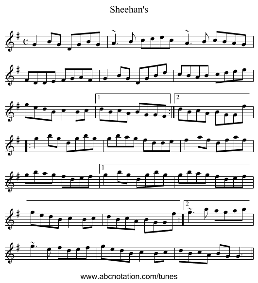 Sheehan's - staff notation