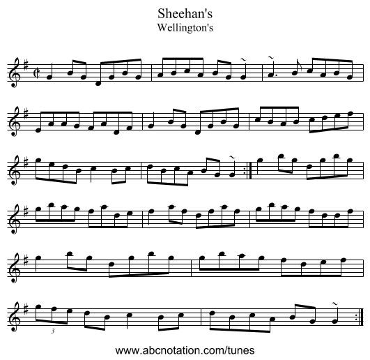 Sheehan's - staff notation